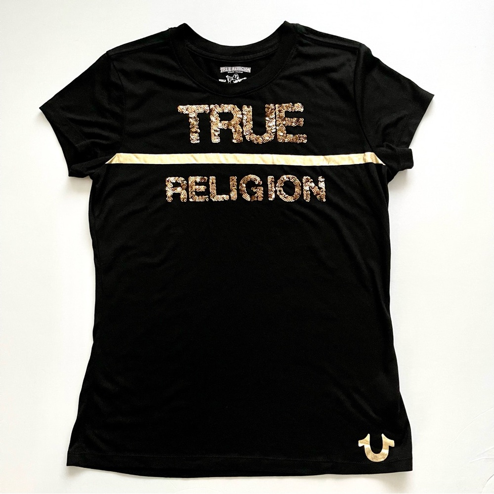 True Religion Black and Gold Women's Top
